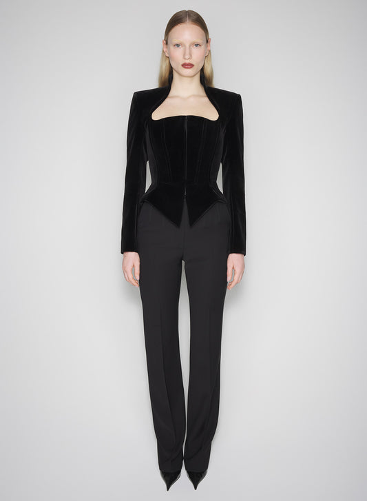 black velvet corseted jacket