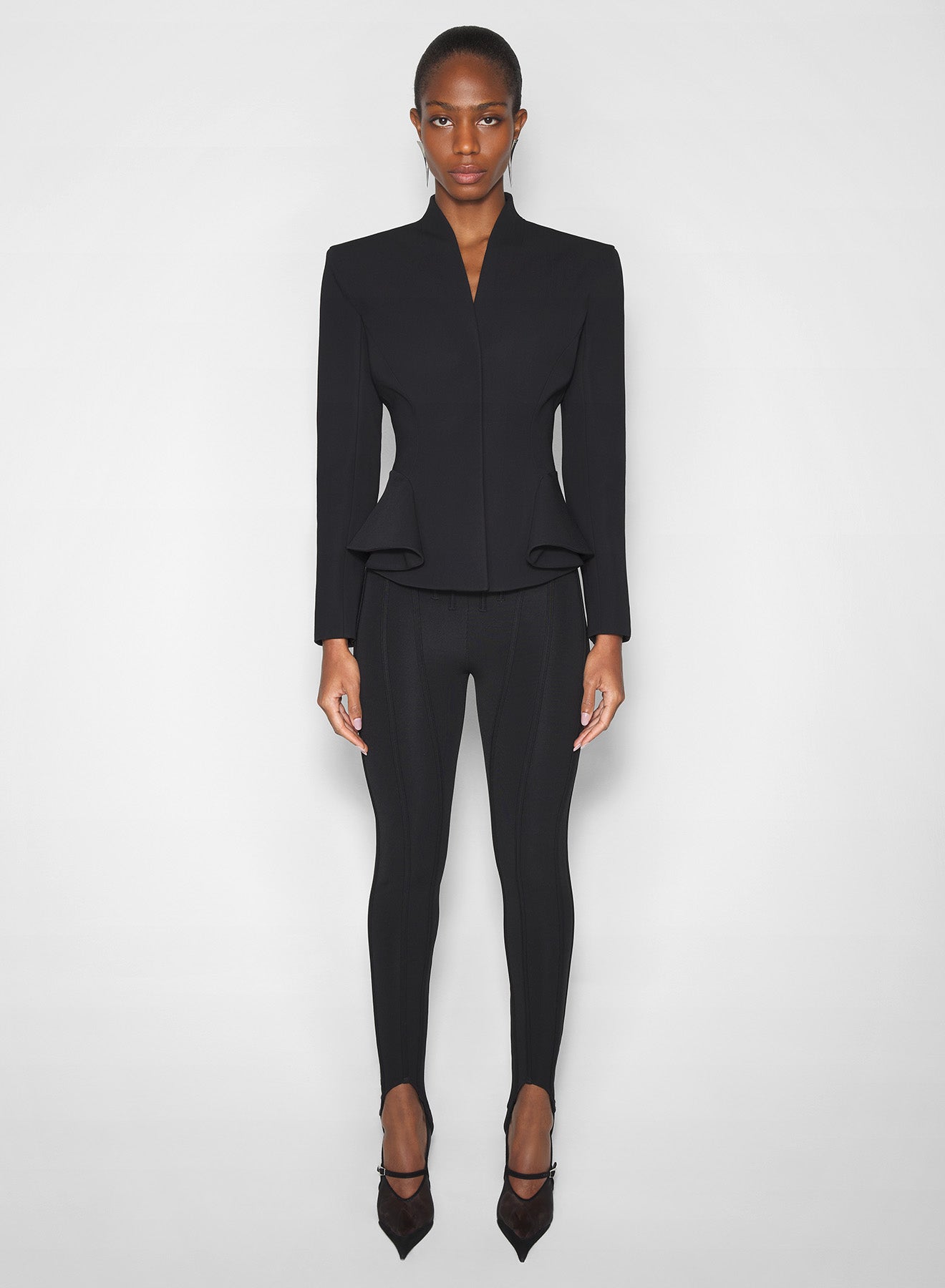 black boned knit leggings