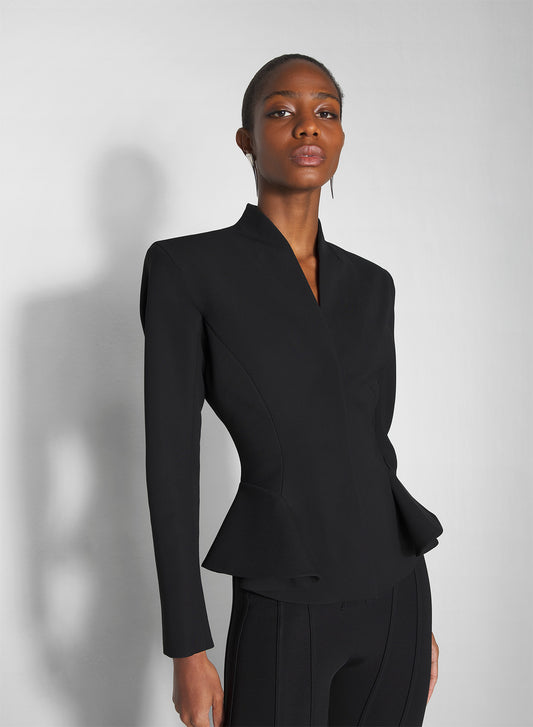 black flared wool jacket