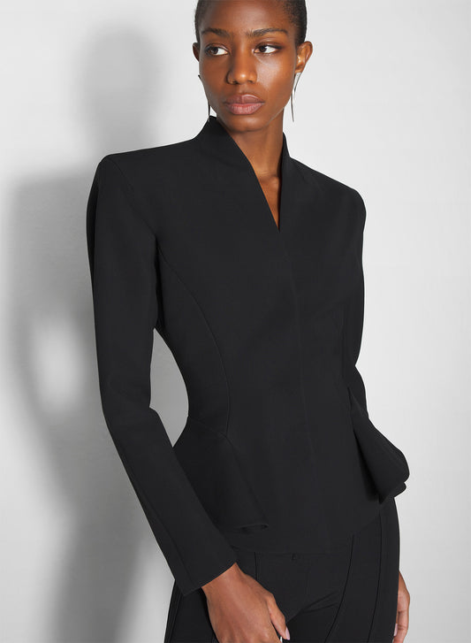 black flared wool jacket