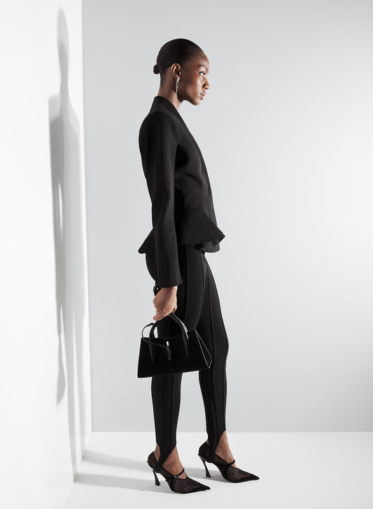 black flared wool jacket
