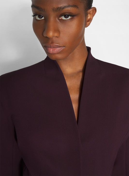 burgundy flared wool jacket