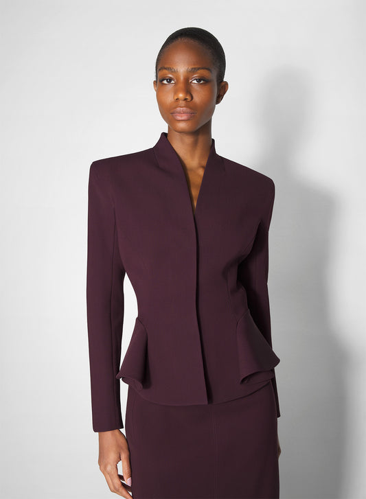 burgundy flared wool jacket
