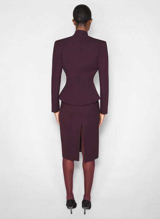 burgundy flared wool jacket