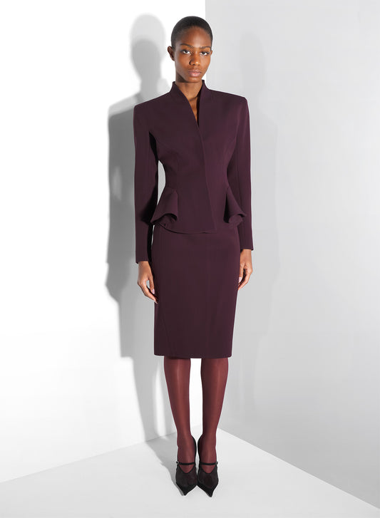 burgundy flared wool jacket