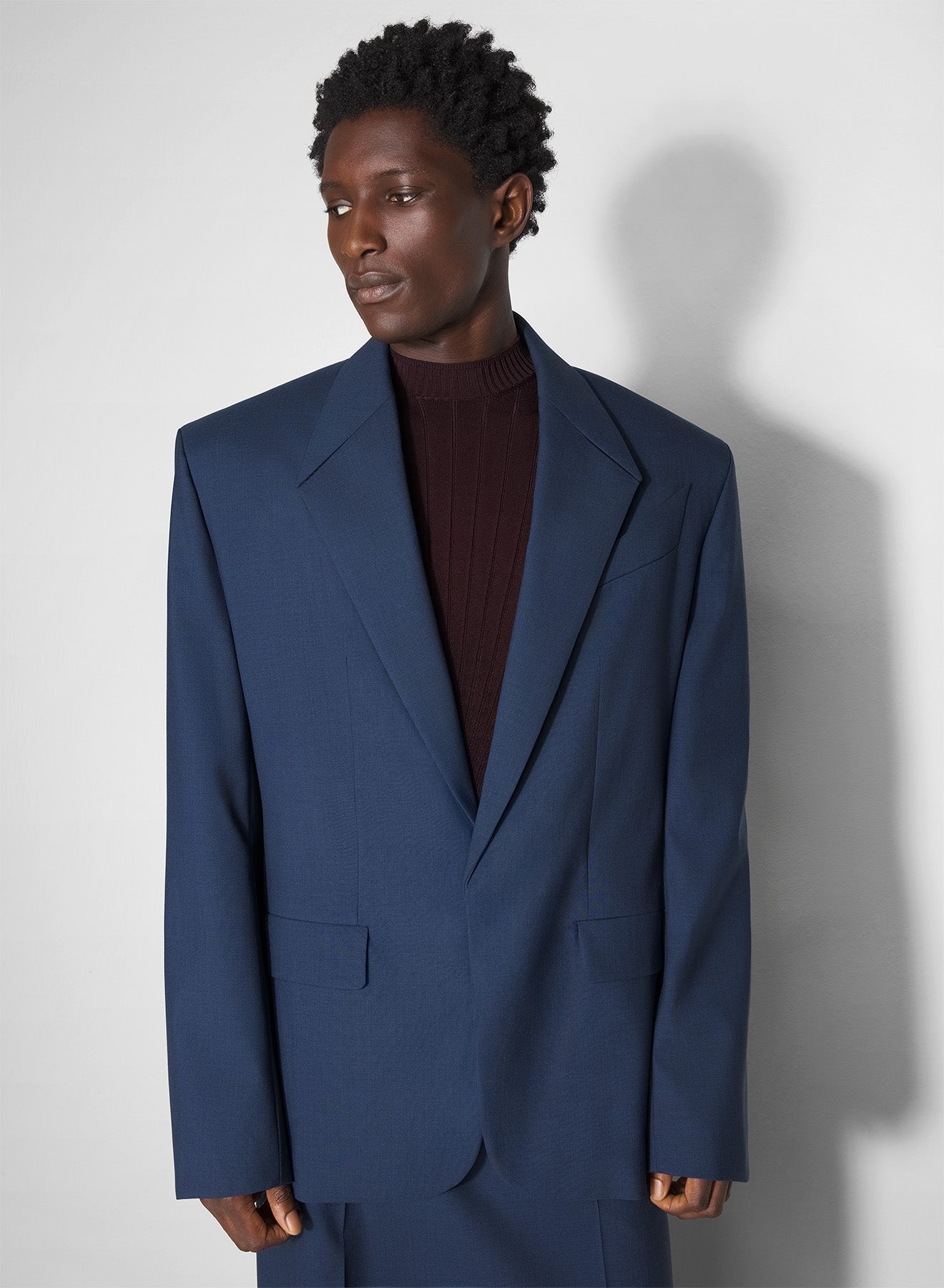 blue straight tailored jacket