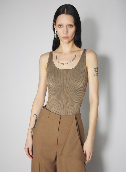 beige sculpting knit tank top