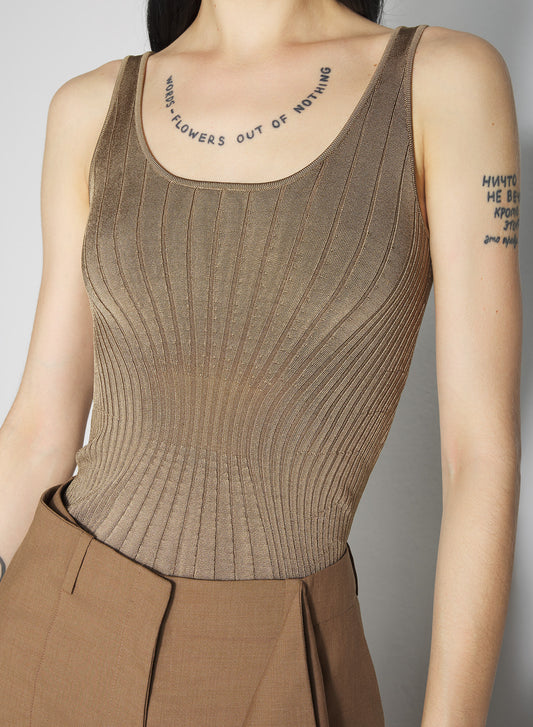 beige sculpting knit tank top