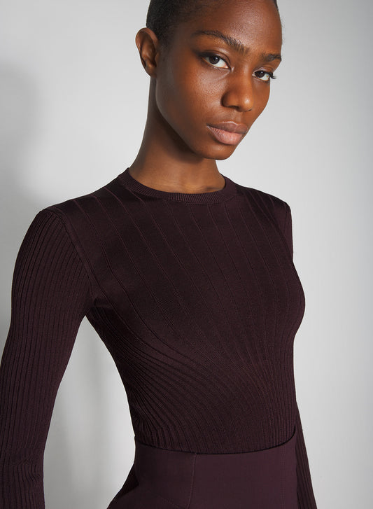 burgundy sculpting knit top