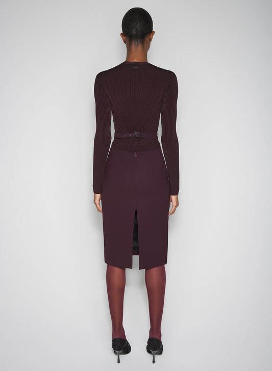 burgundy sculpting knit top