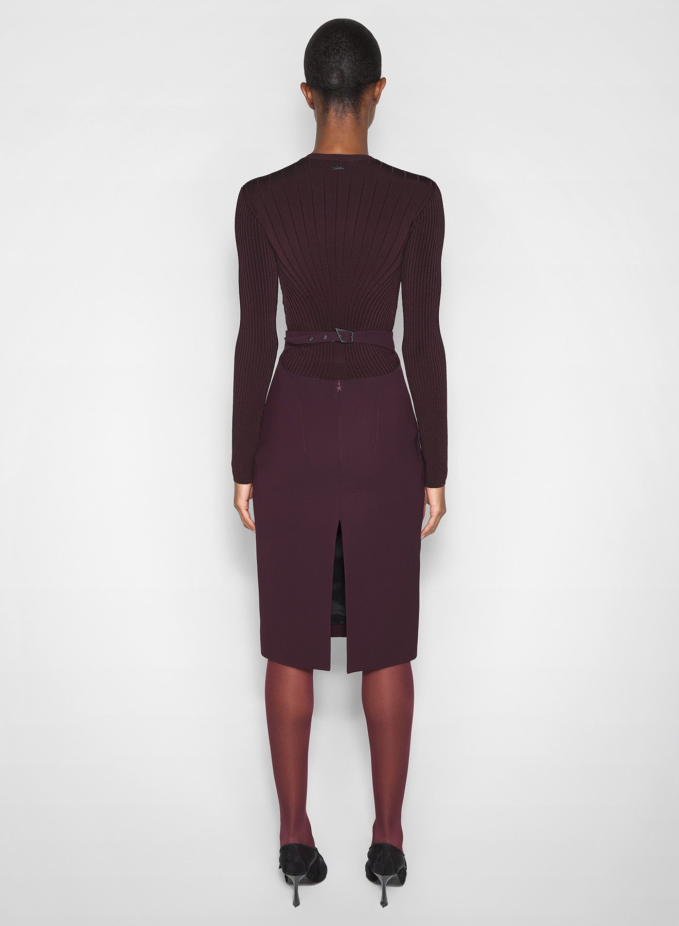 burgundy sculpting knit top