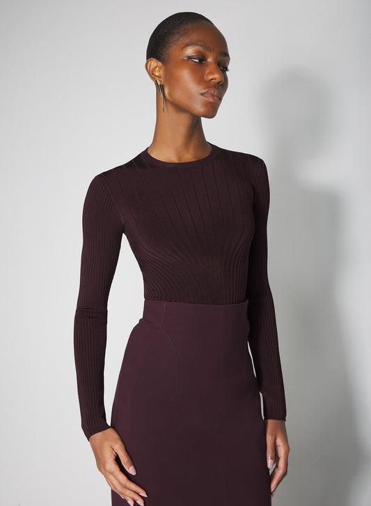 burgundy sculpting knit top