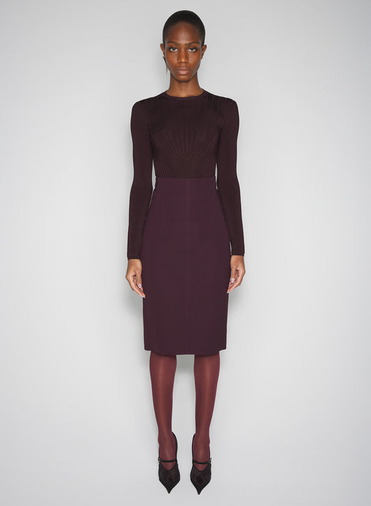 burgundy sculpting knit top
