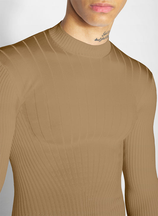 beige sculpting knit top