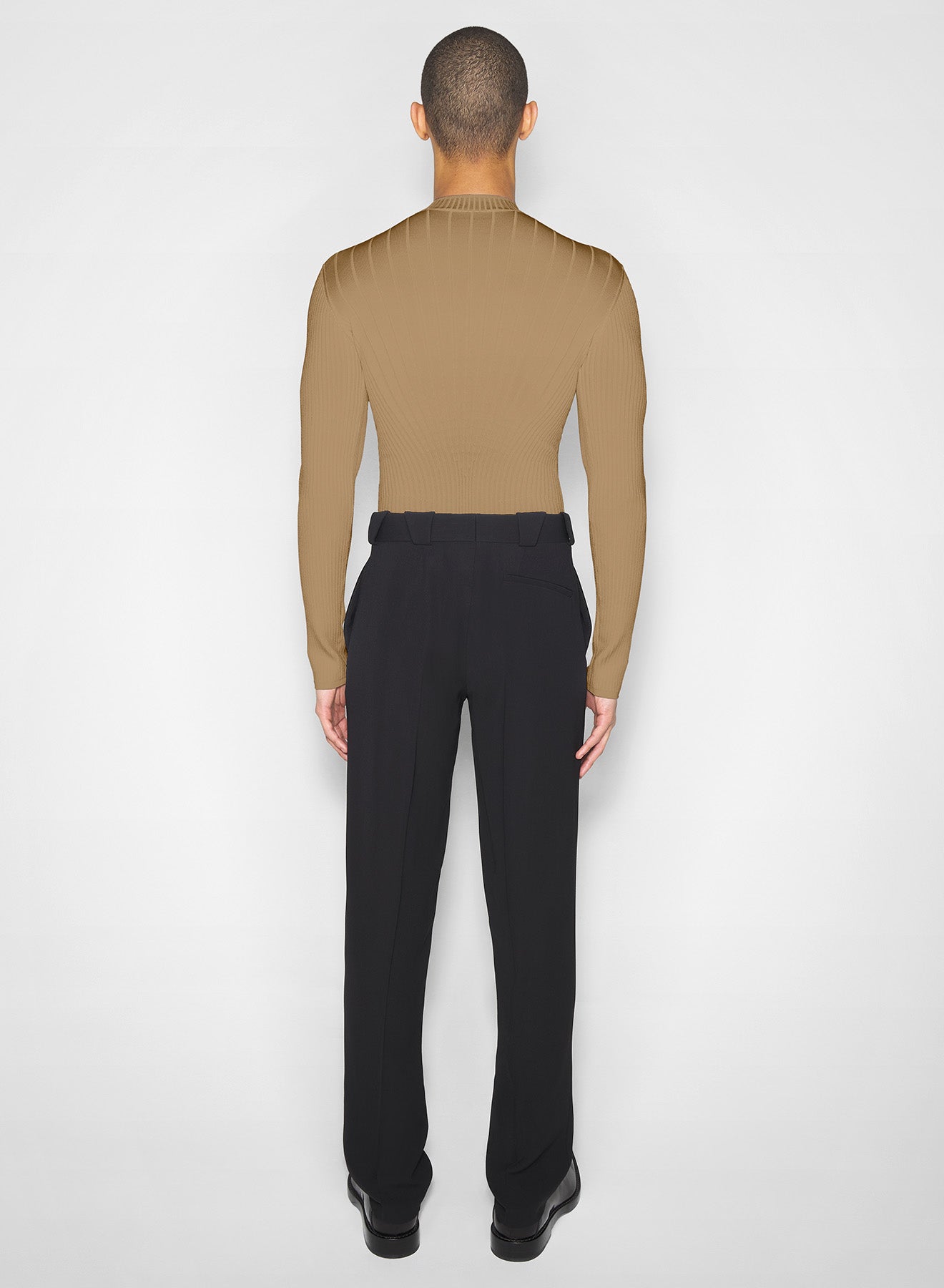 beige sculpting knit top