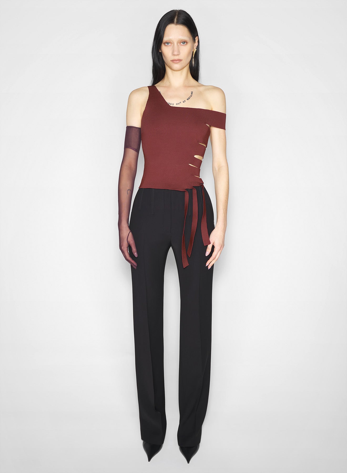 burgundy bandage knit top