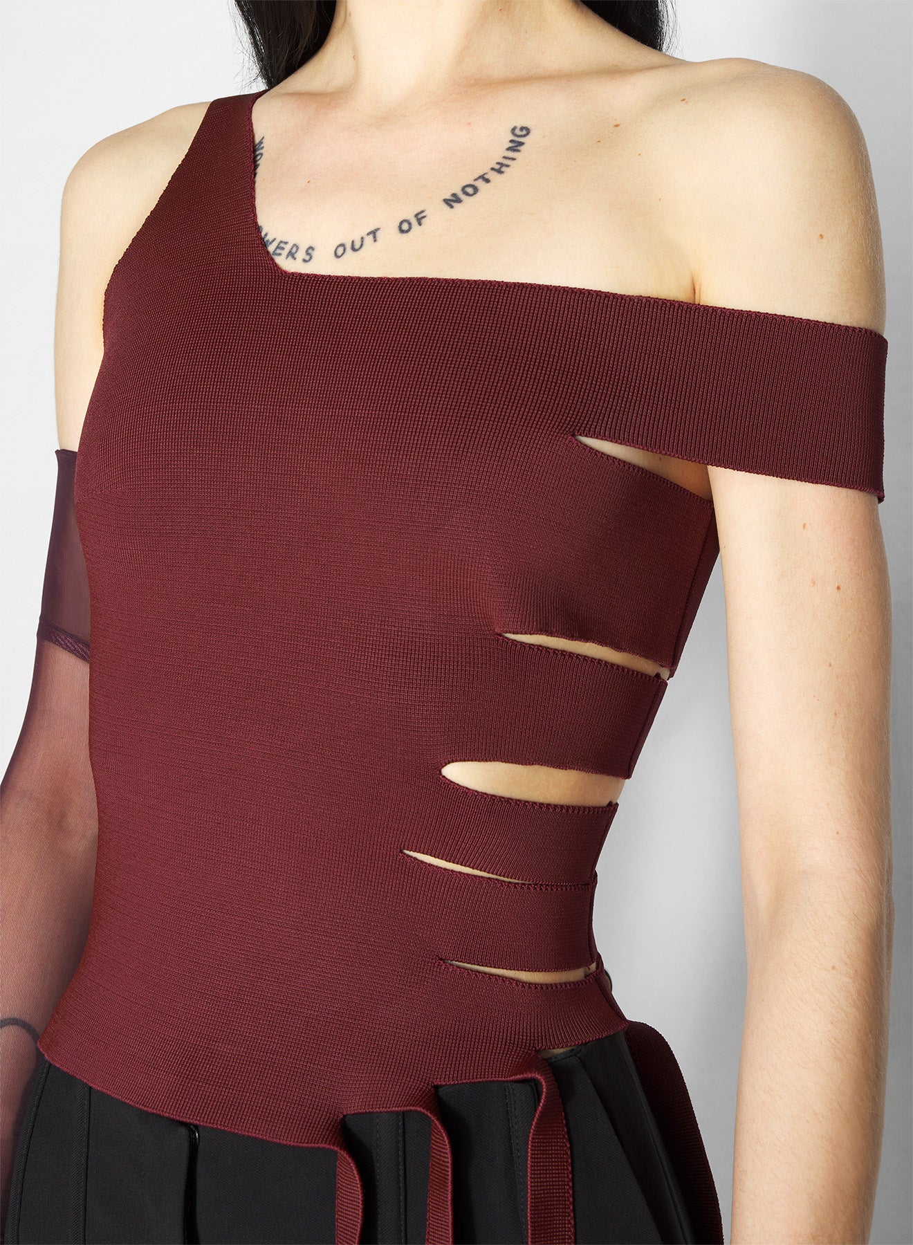 burgundy bandage knit top