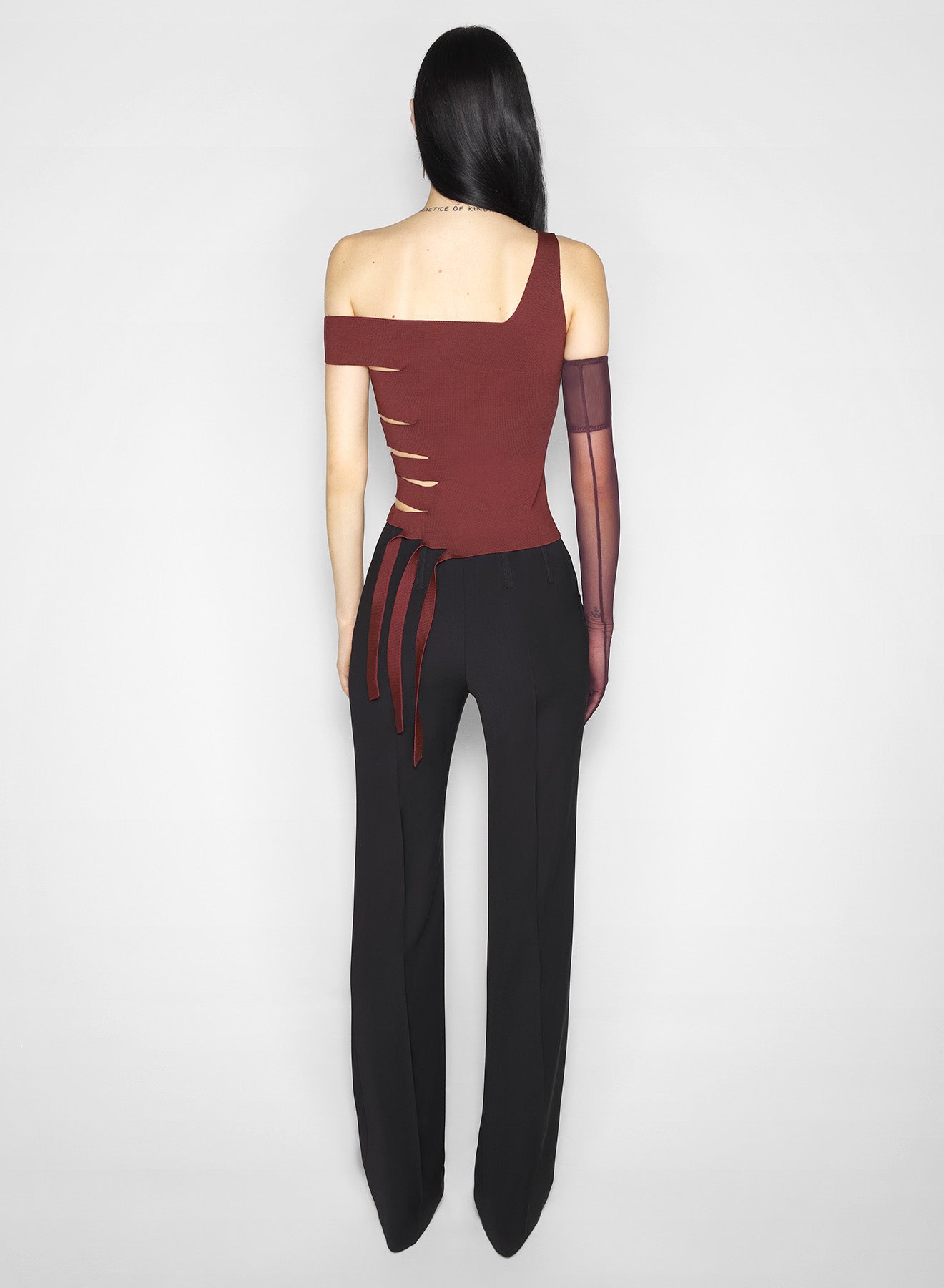 burgundy bandage knit top
