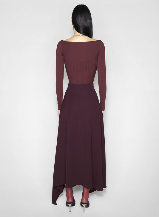burgundy boning detail knit top