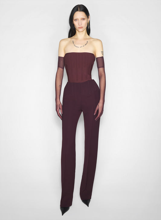 burgundy straight boned pants
