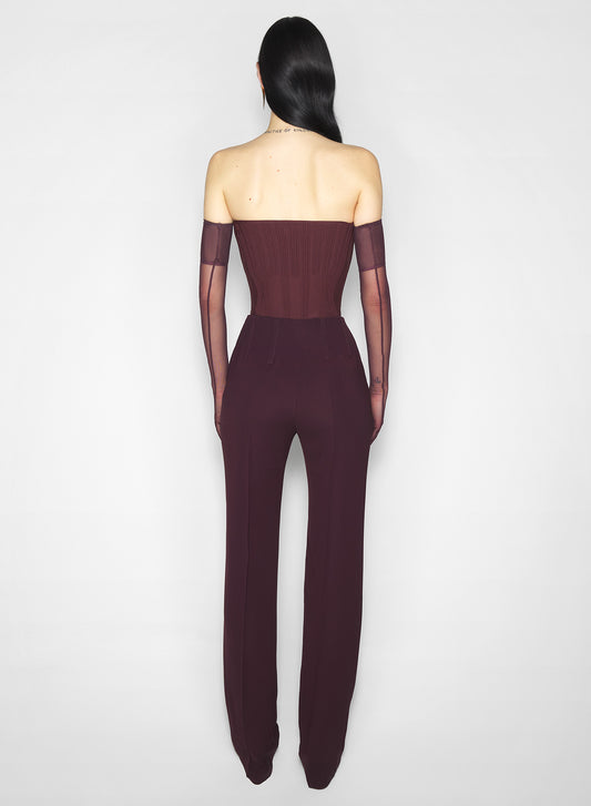 burgundy straight boned pants