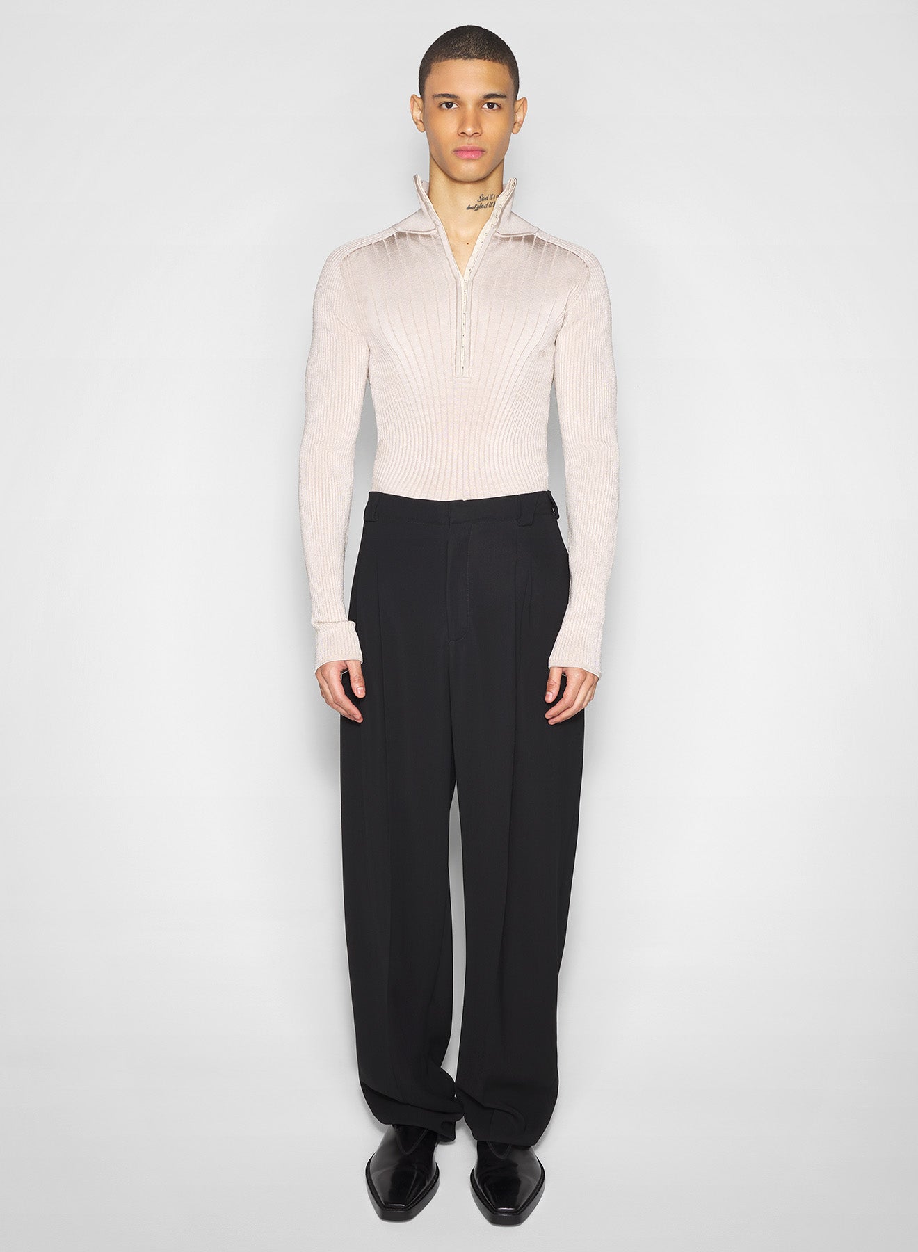 sand hook-and-eye ribbed top