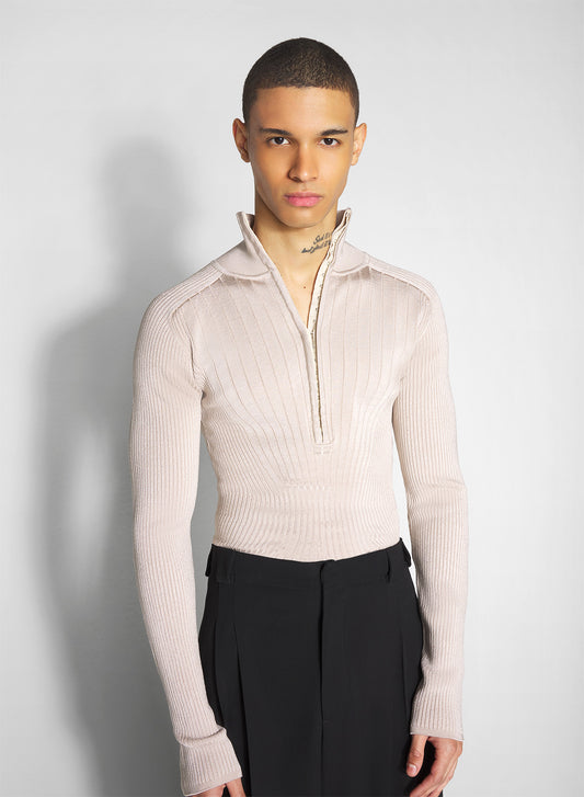 sand hook-and-eye ribbed top