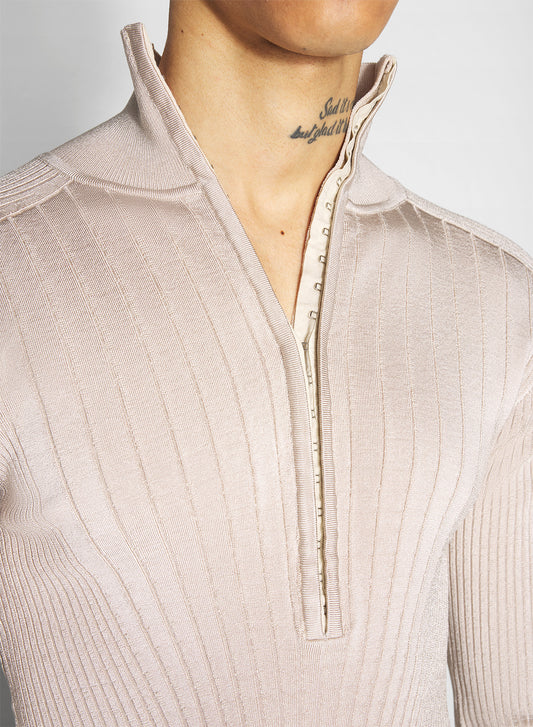 sand hook-and-eye ribbed top