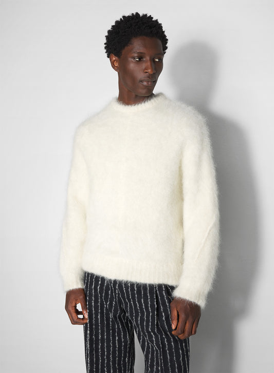 white mohair sweater