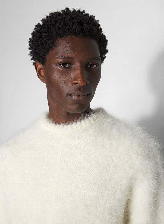 white mohair sweater