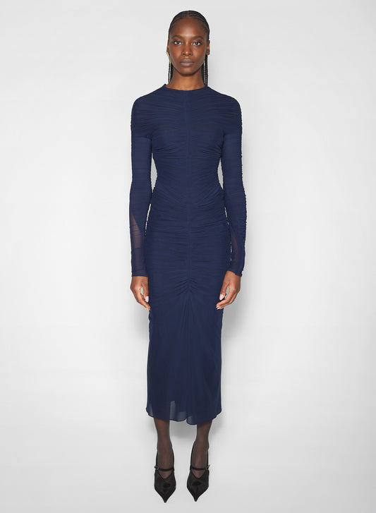 navy ruched bodysuit
