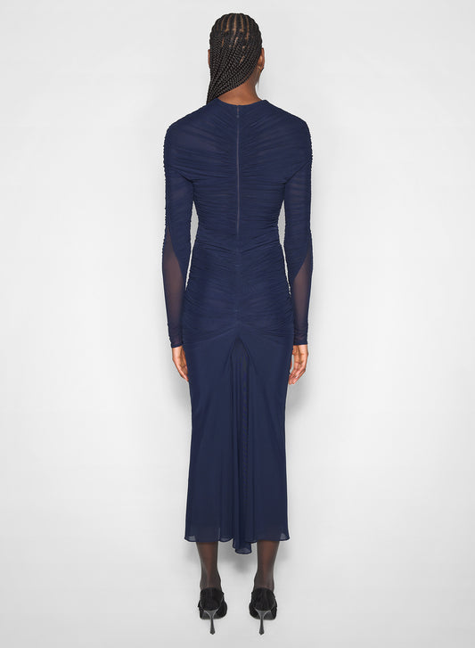 navy ruched bodysuit