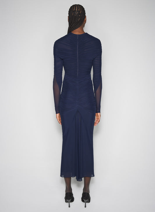 navy ruched mesh skirt