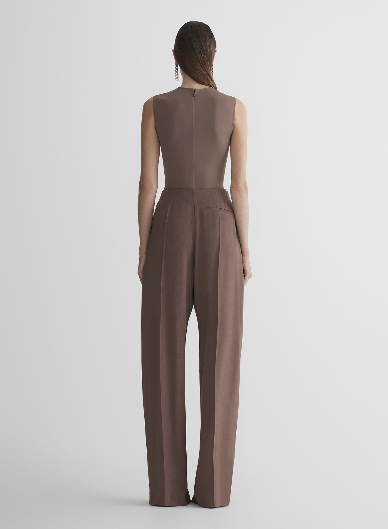 mocha sleeveless shoulder logo bodysuit