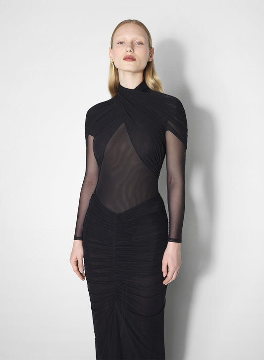 black layered halter bodysuit