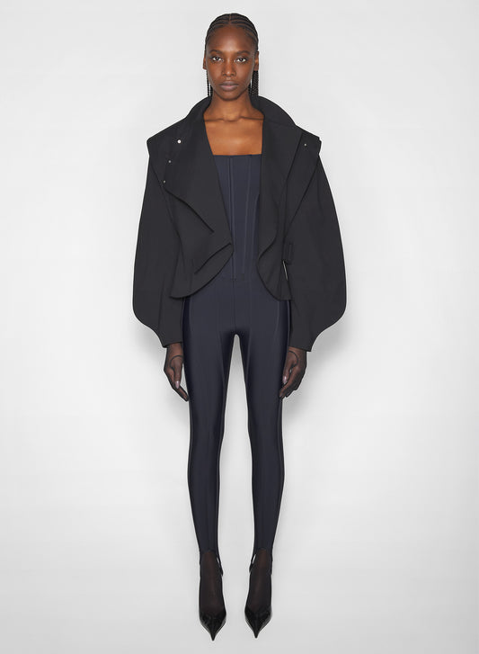 black boned stretch catsuit