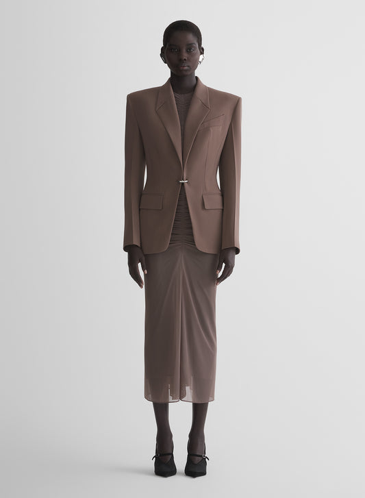 mocha ruched mesh skirt