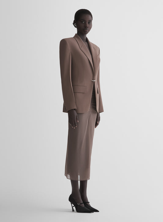 mocha ruched mesh skirt