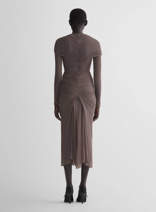 mocha ruched mesh skirt