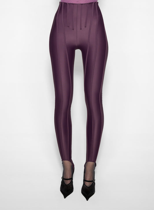 burgundy corseted leggings
