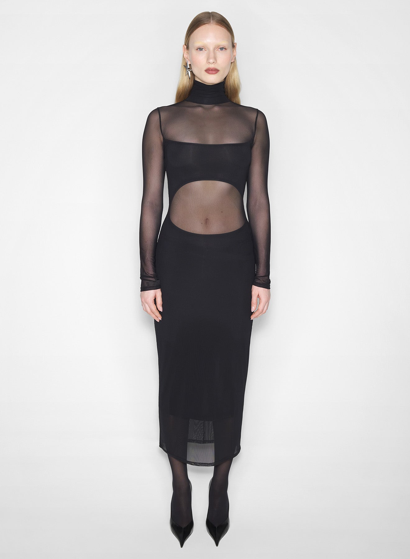 black transparent illusion dress