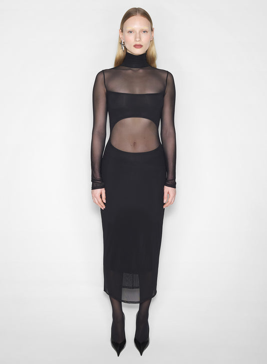 black transparent illusion dress