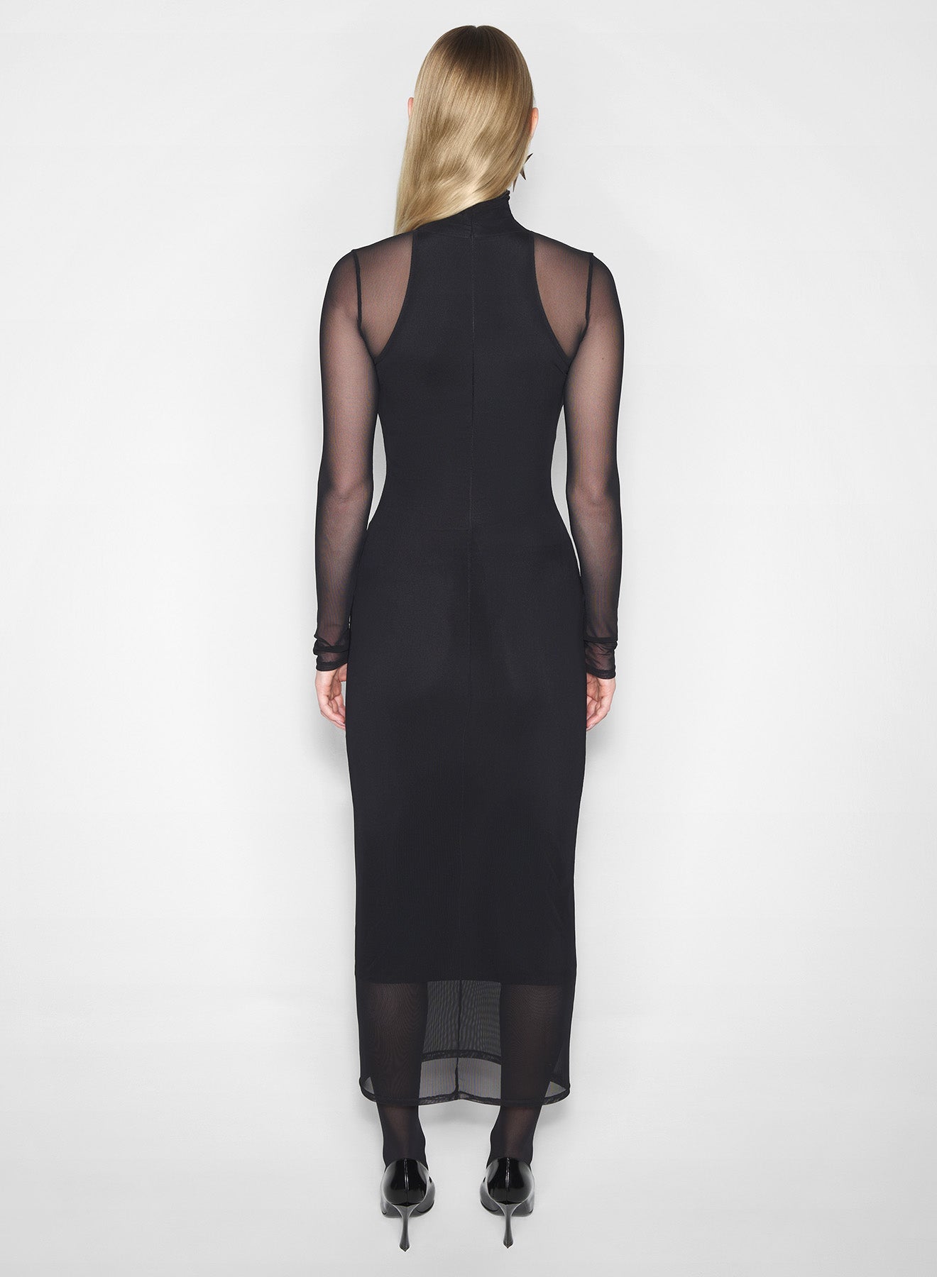 black transparent illusion dress