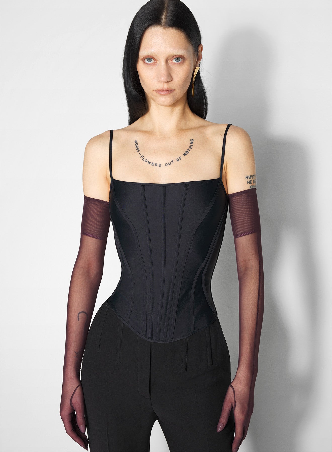 black boned stretch top