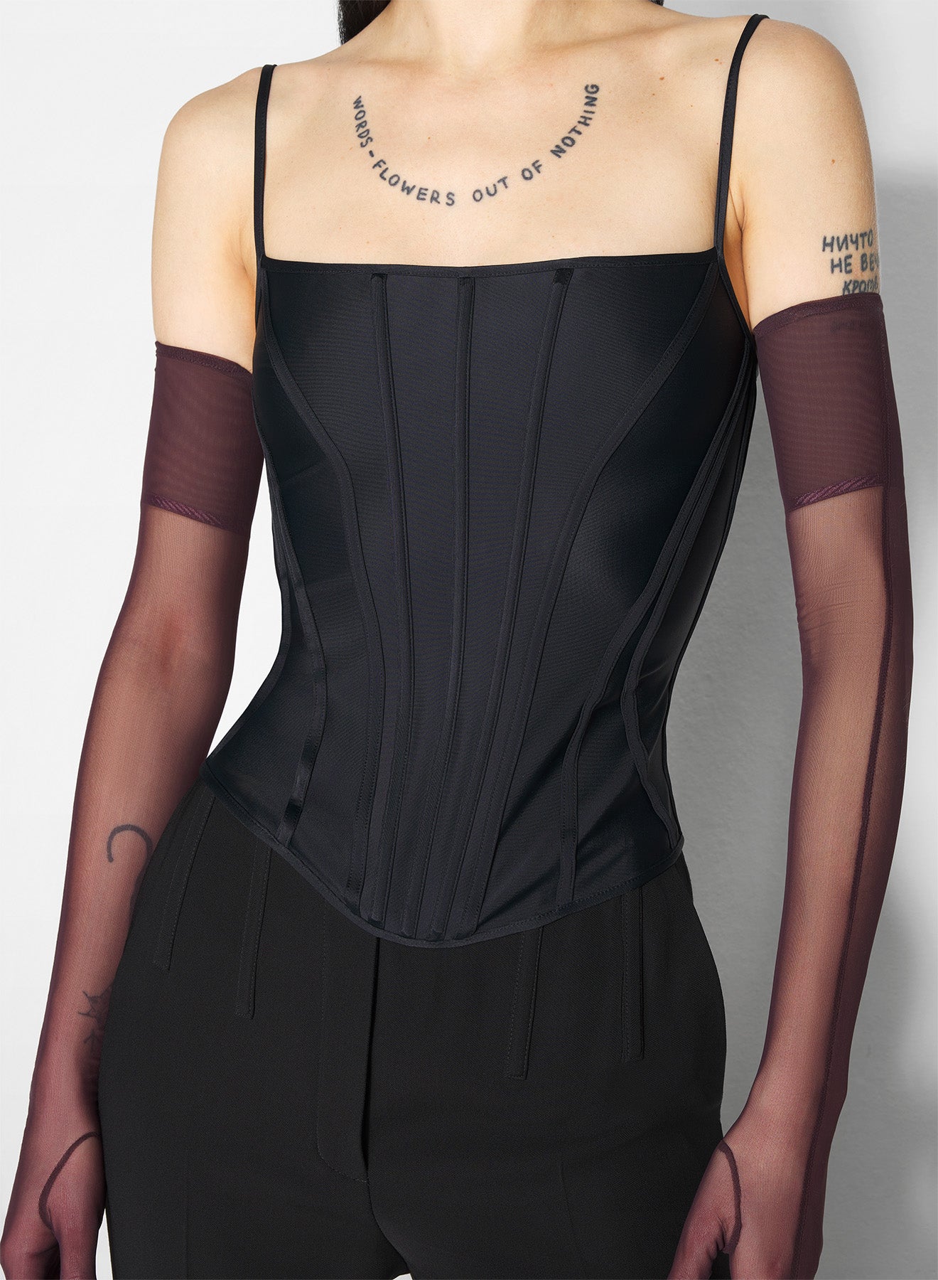 black boned stretch top