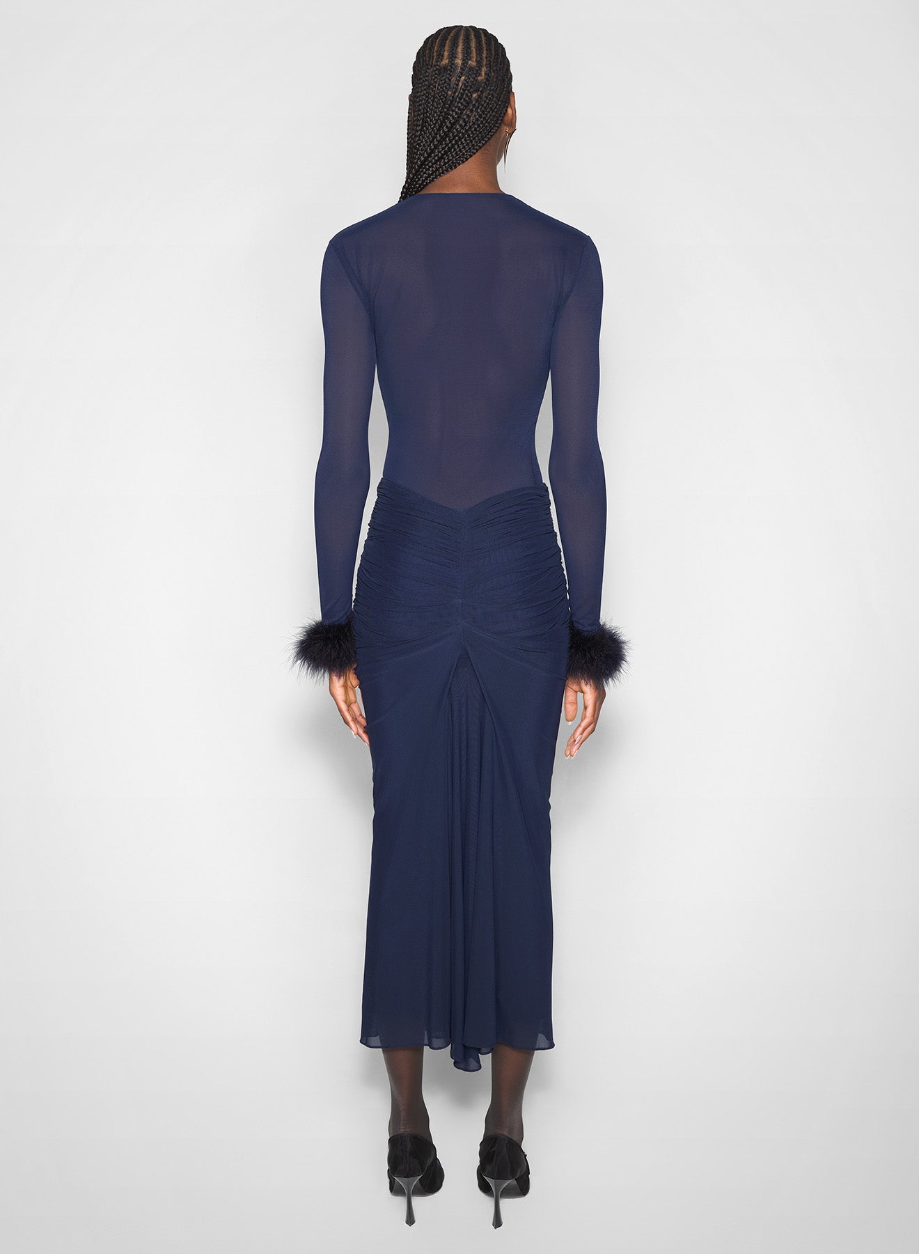blue marabou mesh top