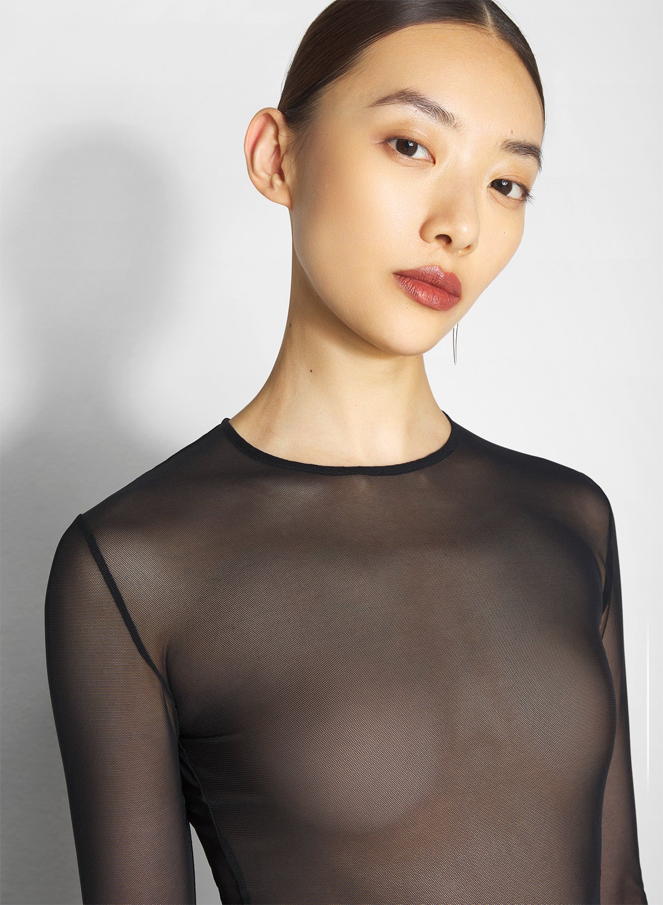 burgundy marabou mesh top