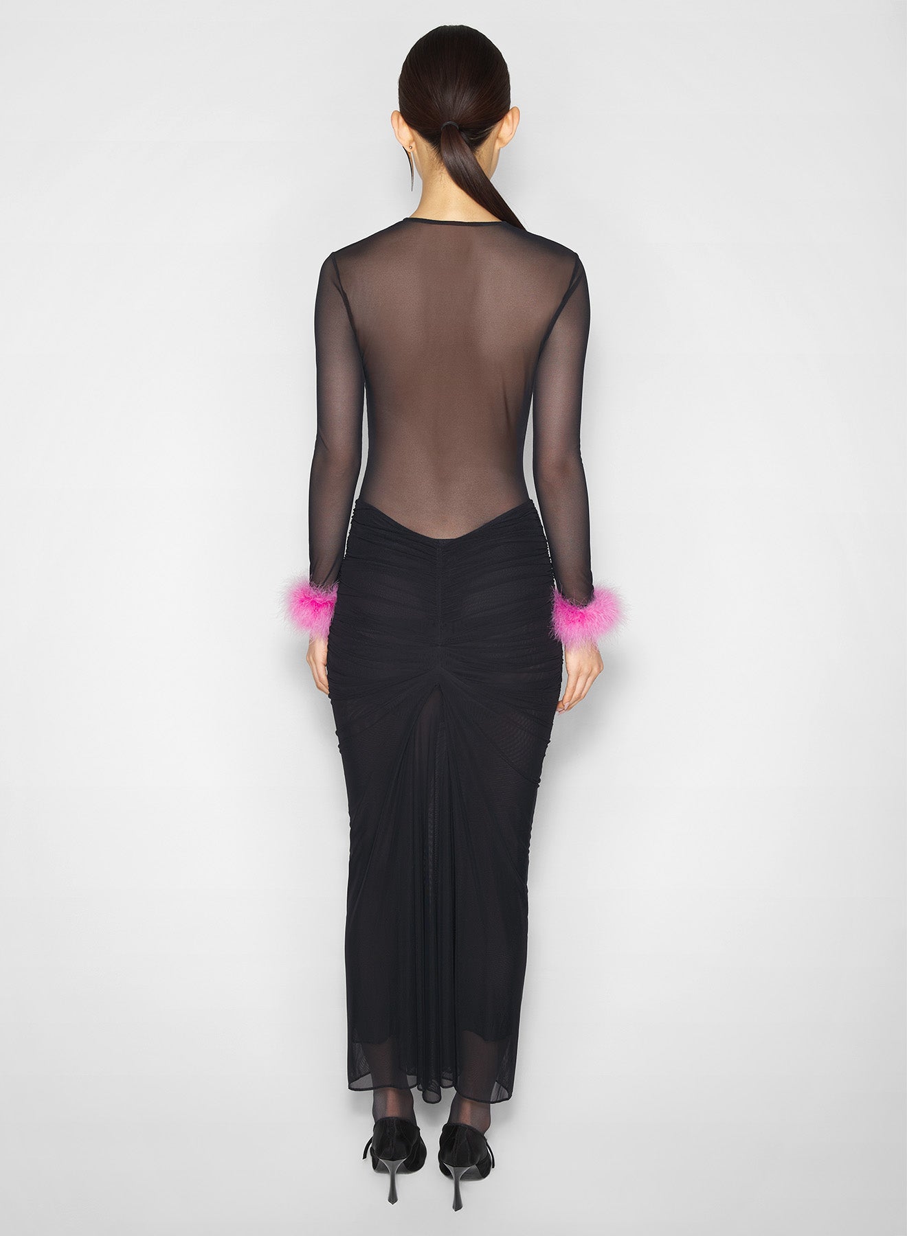burgundy marabou mesh top