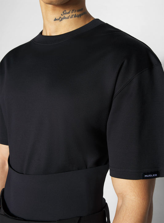 black boxy corset t-shirt
