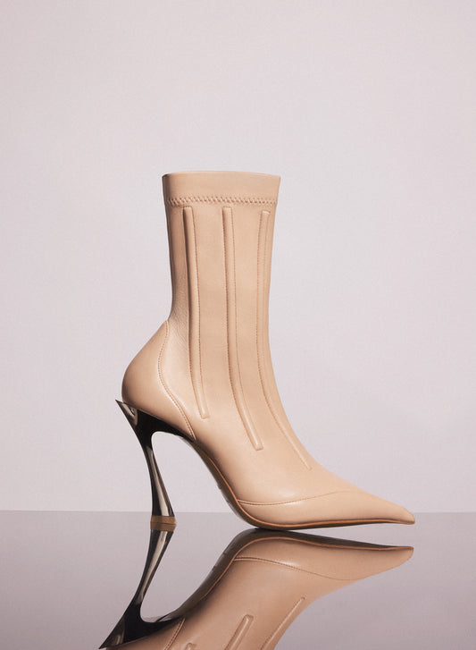 nude boned leather fang 95 ankle boots